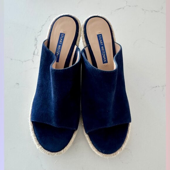 Stuart Weitzman Espadrille Navy Wedge Sandals – Size 8 - Picture 5 of 8